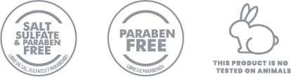 Libre de sal, sulfatos y parabenos · No probado en animales